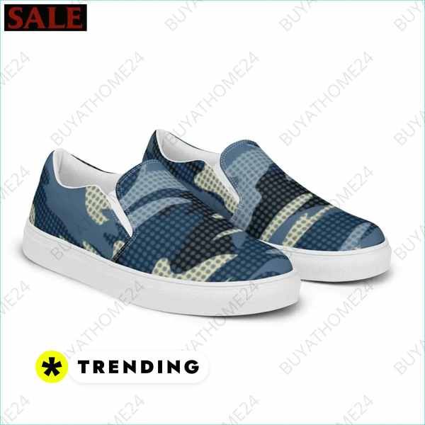 Herren Canvas Slipper aus atmungsaktivem Leinen, Gr. 37-47, mit Textildruck, bequeme Sommerschuhe von BUYATHOME24