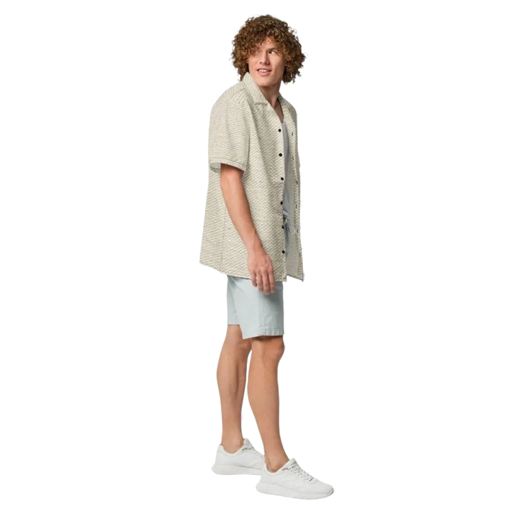 Unisex Kurzarmhemd aus Polyester von BUYATHOME24 mit UPF50+ Schutz, 2XS-6XL, personalisierbar, auf einem Mann getragen.