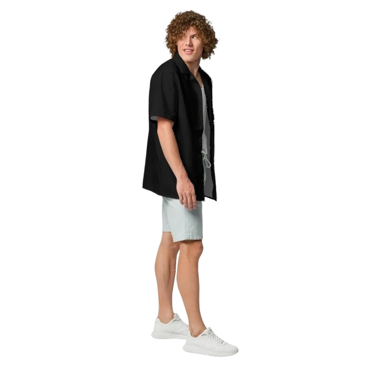 Unisex Kurzarmhemd von BUYATHOME24 in Schwarz, atmungsaktiv und pflegeleicht, für Damen und Herren, in 2XS bis 6XL.