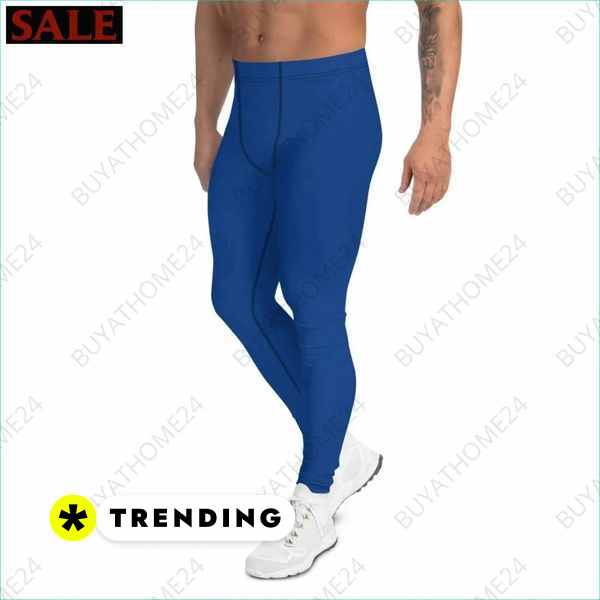Blaue Herren Sportleggings mit Allover-Print, 4-Wege-Stretch, Kompressionshose, in XS bis 3XL, von BUYATHOME24