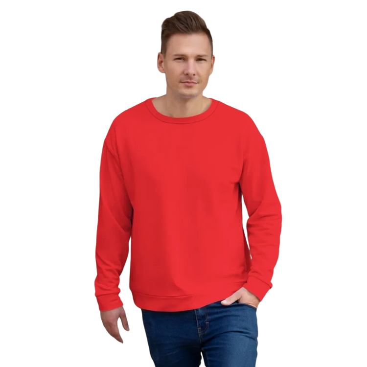 Unisex Sweatshirt in Rot von BUYATHOME24, schnelltrocknend und atmungsaktiv, für Herren in XS bis 3XL, mit Textildruck aus Polyester.
