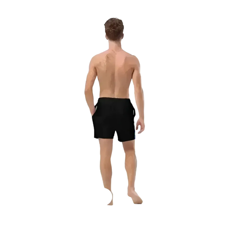 Schwarze Herren Badeshorts von BUYATHOME24, Stretchmaterial mit UV-Schutz 50+, in 2XS bis 6XL, für jeden Stil.