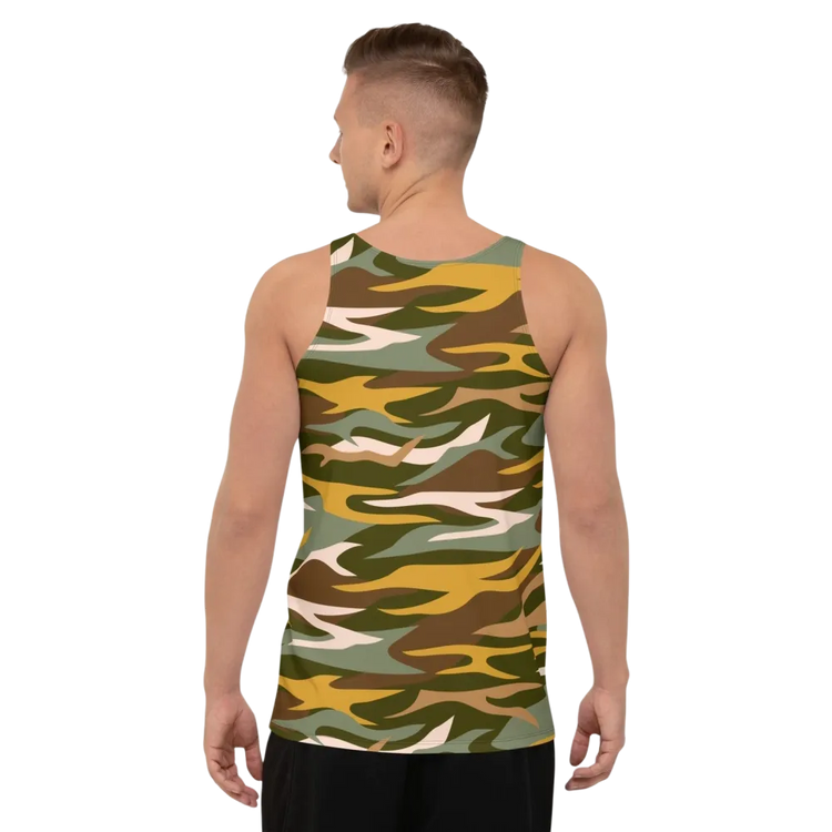 Unisex Camouflage Tanktop von BUYATHOME24, atmungsaktives Stretch-Sport-Shirt für Herren in XS bis 2XL, Textildruck, sportliches Design