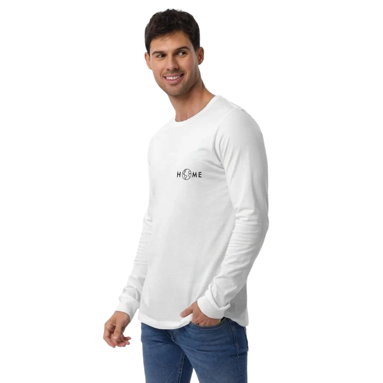 Unisex Langarm Sweatshirt von BUYATHOME24, bedruckbar, in XS-2XL, bequemes T-Shirt für Herren, schwarze Farbvariante.