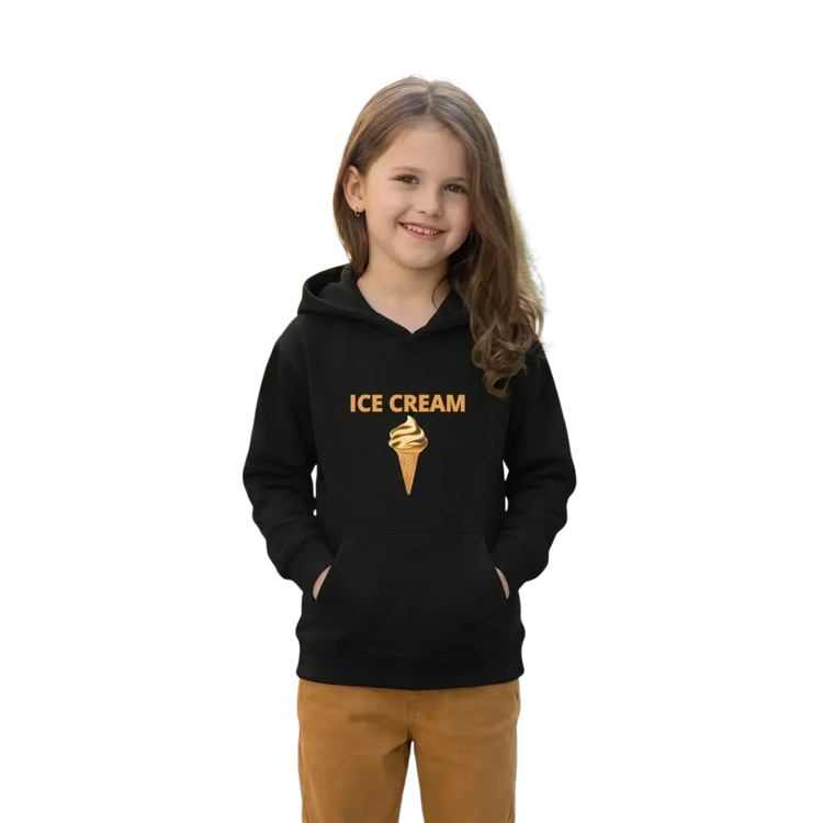 Kinder Hoodie mit Eiskrem-Grafik, Unisex Kapuzenpullover aus Baumwolle für Kinder 4-12 Jahre, bequemer Kinderpullover von BUYATHOME24.