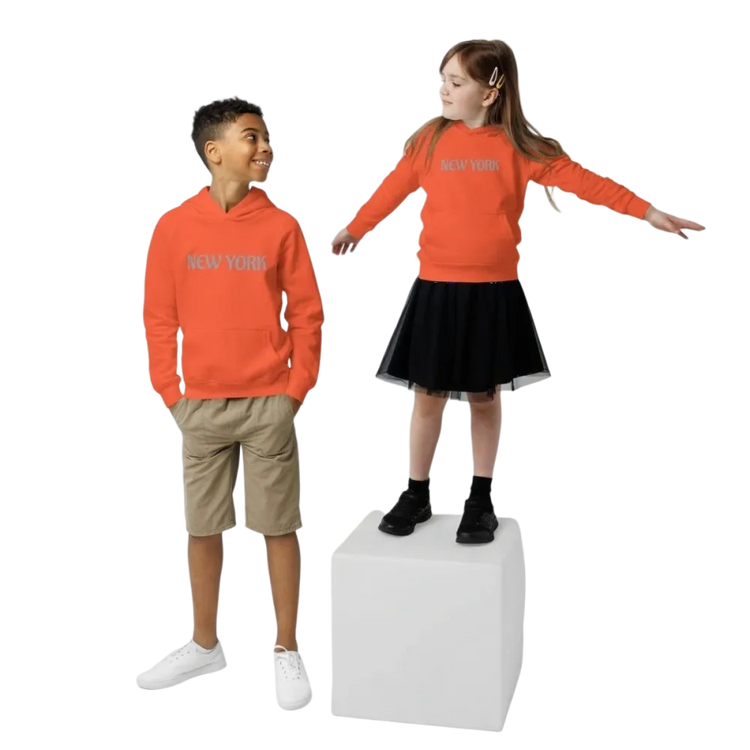 Unisex Kinder Hoodie mit New York Grafik, gebrannte Orange, Baumwolle, für Jungen im Alter von 4-12 Jahren, von BUYATHOME24.