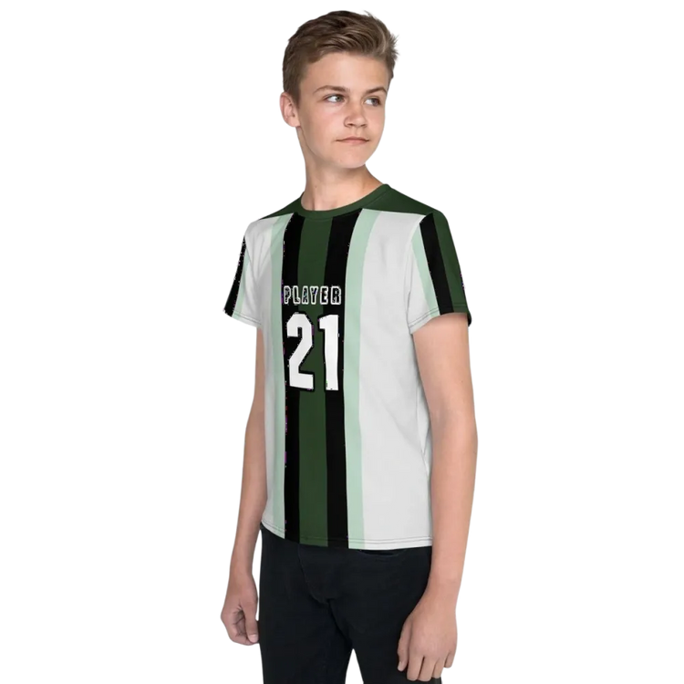 Unisex Kinder Fußball T-Shirt in Größe 134-170 cm von BUYATHOME24, mit Textildruck, für Jungen, sportliches Design