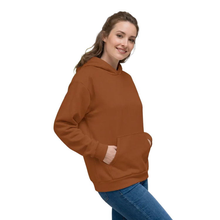 Unisex Hoodie mit Allover-Print in Braun, BUYATHOME24, bequemes Kapuzenpullover in XS bis 3XL Größe, stylisches Design, weiche Textur