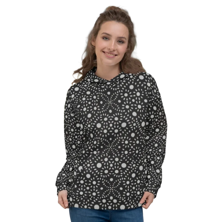 Damen Kapuzenpullover mit Allover-Print, Unisex Hoodie von BUYATHOME24, XS-3XL, weiches Material, modischer Allover-Design