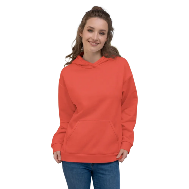 Hellorange Unisex Hoodie mit Allover-Print, Kapuzenpullover in XS-3XL, bequemer Hoodie von BUYATHOME24.
