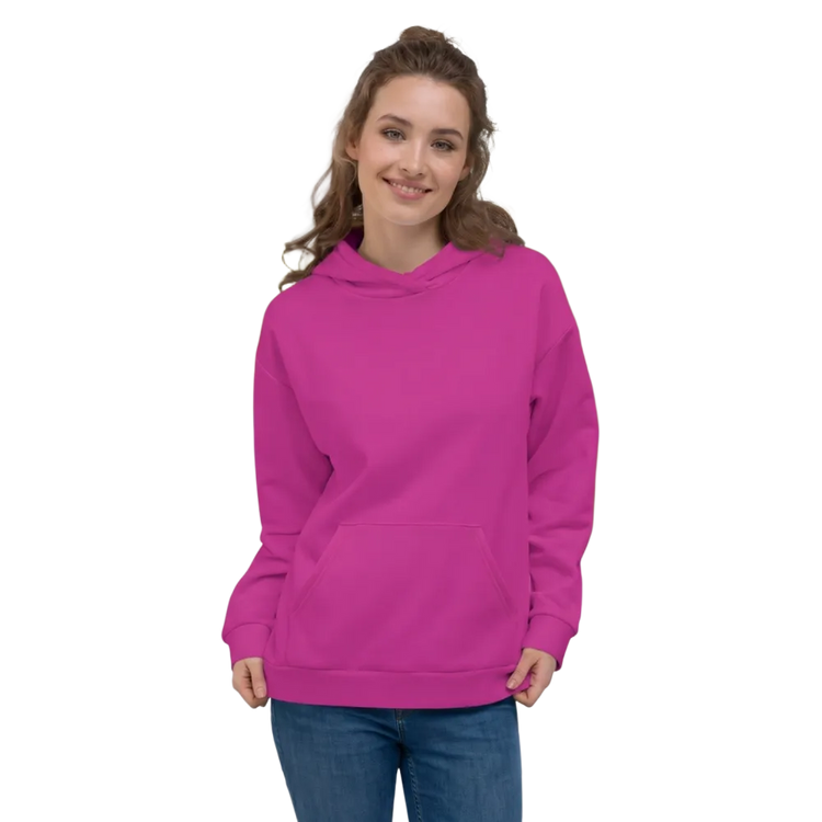 Rosa Unisex Hoodie mit Allover-Print, bequemer Kapuzenpullover in XS bis 3XL, von BUYATHOME24, auf Bild sichtbar