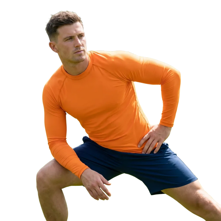 Kinder Langarm-Sportshirt von BUYATHOME24, UV-Schutz, elastisch, für Kinder 92-128 cm, bequemes Sport-T-Shirt mit langem Arm.