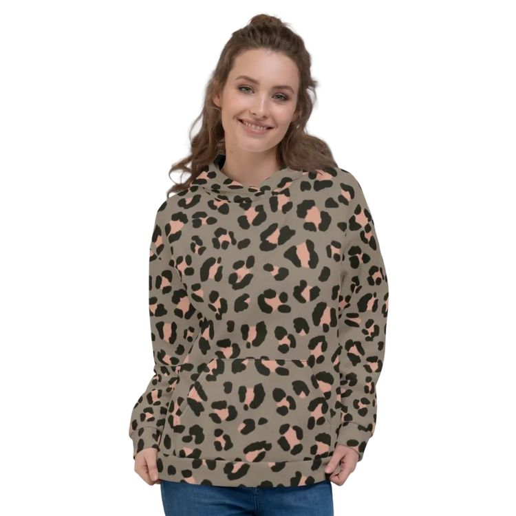 Leopardendruck Damen Hoodie mit Allover-Print, Unisex Kapuzenpullover in XS-3XL, bequemes Design, stylischer Tierprint