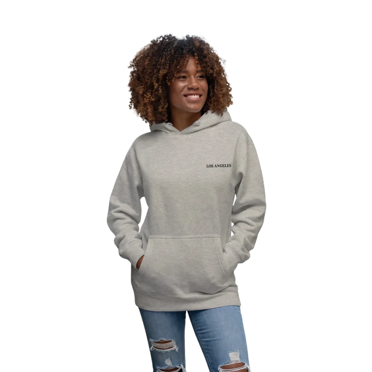 Herren und Damen Baumwoll-Hoodie von BUYATHOME24 in Los Angeles Design, erhältlich in S-3XL, bequemer Kapuzenpullover.