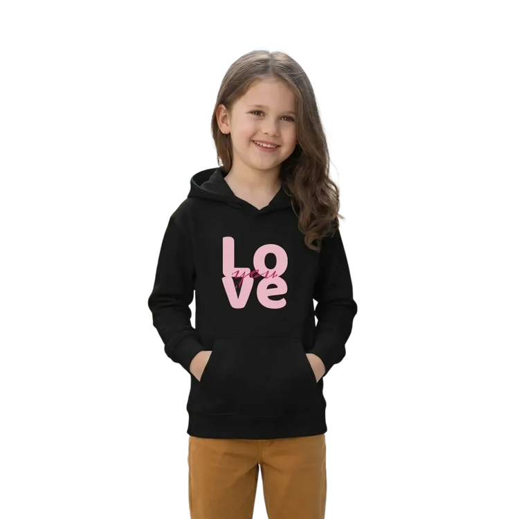 Unisex Kinder Hoodie mit Love-Grafik, personalisierbar, für Mädchen, 4-12 Jahre, bequemer Kapuzenpullover von BUYATHOME24
