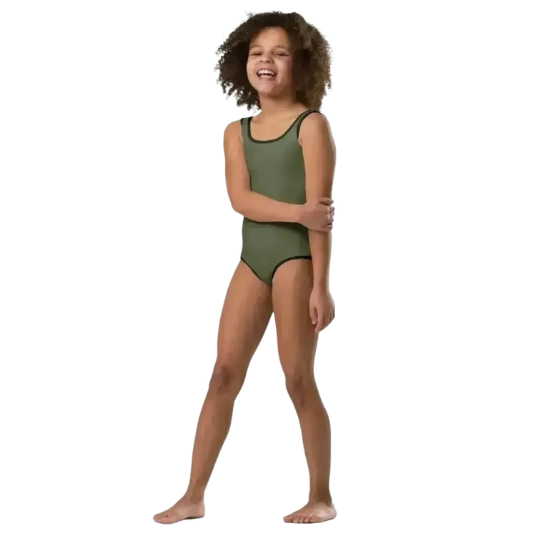 Kinder Badeanzug für Mädchen von BUYATHOME24, UV-Schutz 40, in Größe 92-128 cm, mit buntem Textildruck, geeignet für den Sommer.