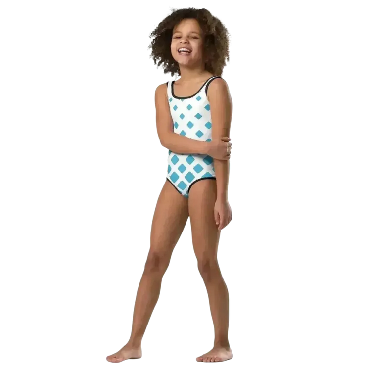 Badeanzug für Mädchen mit UV-Schutz, bedruckbar, in Größen 92-128 cm, von BUYATHOME24, mit buntem Textildruck