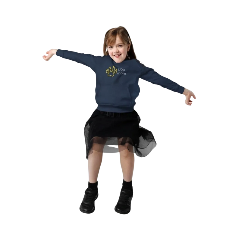 Mädchen Hoodie mit Hundemotiv in French Navy, Baumwolle, Kapuzenpullover für Mädchen von 4 bis 12 Jahre, BUYATHOME24
