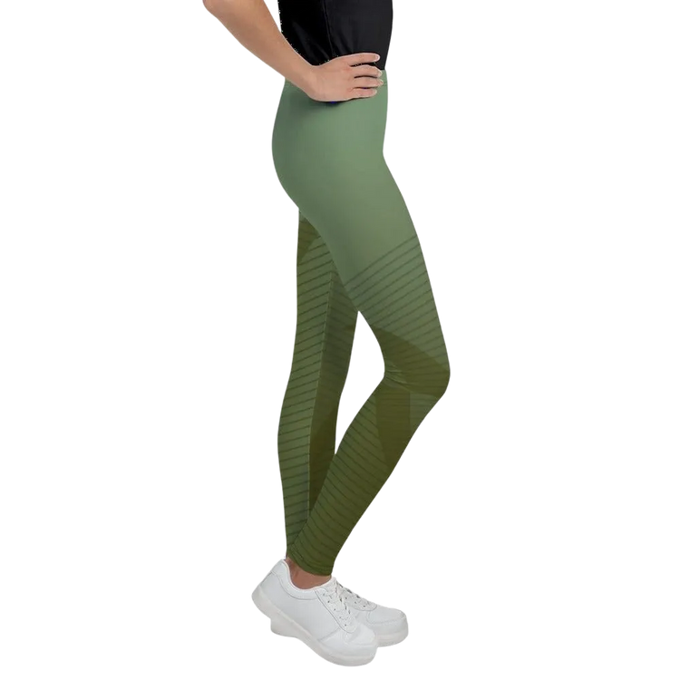 Unisex Kinder Sport-Leggings mit grünen Streifen, UV-Schutz, 134-170 cm, aus Baumwolle, von BUYATHOME24.