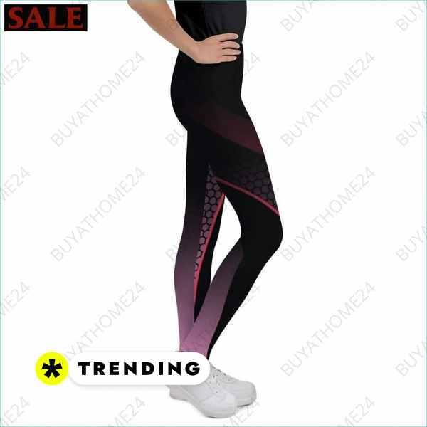 Unisex Kinder Sporthosen Leggings mit UV-Schutz, 134-170 cm, von BUYATHOME24, Mädchen trägt bequeme Textilleggings