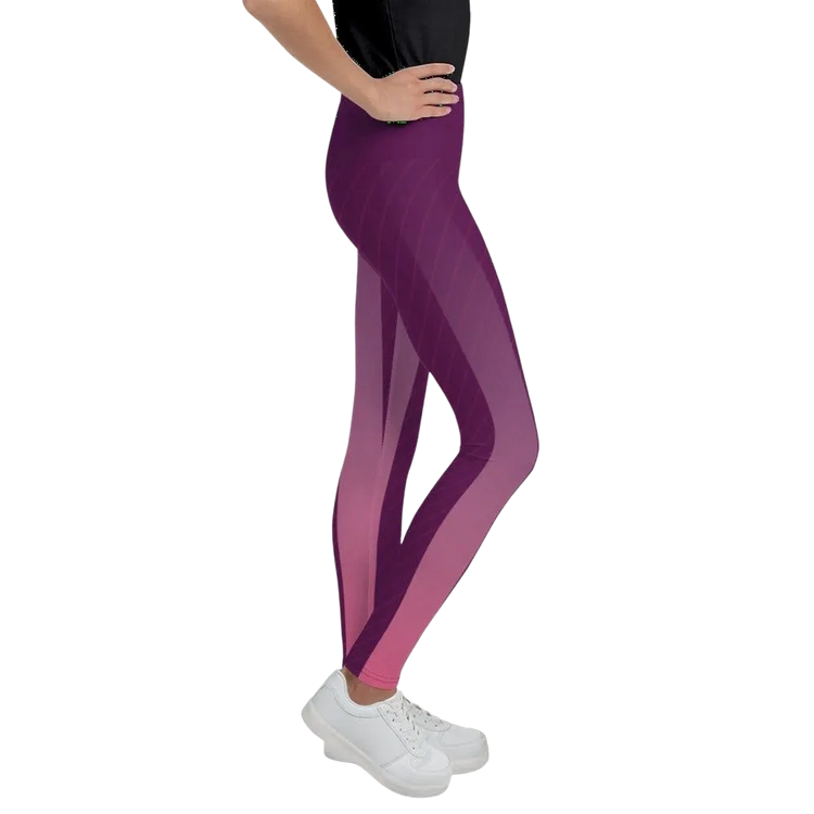 Violette Kinder Sport-Leggings unisex, bedruckbar, UV-Schutz, für Mädchen und Jungen, Größen 134-170 cm, von BUYATHOME24