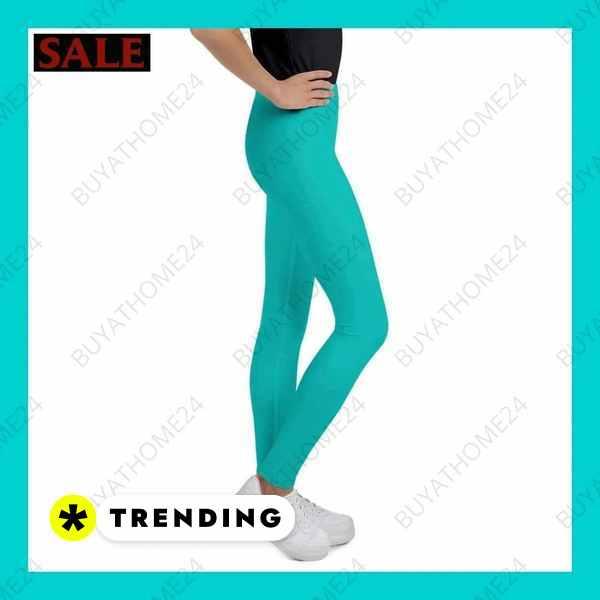 Kinder Sport-Leggings mit UV-Schutz von BUYATHOME24, Mädchen, Größen 134-170 cm, mit buntem Textildruck, bequeme Passform.