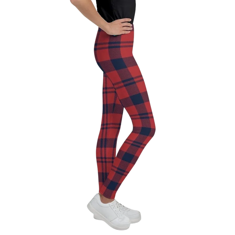Unisex Leggings mit Allover-Print in Rot, UV-Schutz, für Mädchen, 134-170 cm, von BUYATHOME24, textile Druckmuster
