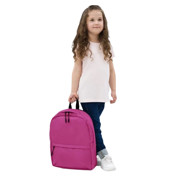 Schulrucksack für Kinder von BUYATHOME24, wasserabweisend mit 15 Zoll Laptopfach und kindgerechtem Design, auf Mädchen getragen.