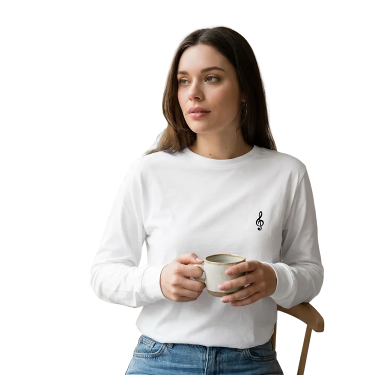 Damen Sweatshirt mit Musiknoten-Grafik, Baumwolle, in XS bis 2XL, bequem und bedruckbar, von BUYATHOME24