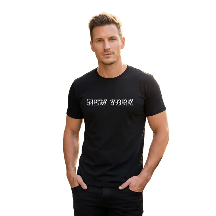 Grafisches Unisex-T-Shirt von BUYATHOME24 mit New York Design, kurzärmelig, in XS bis 5XL, bequemes Baumwoll-Shirt
