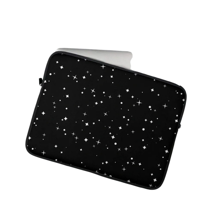 Wasserdichte Neopren-Laptoptasche für 13 oder 15 Zoll, mit Druck, zum Schutz von Notebook und Tablet, in Schwarz.