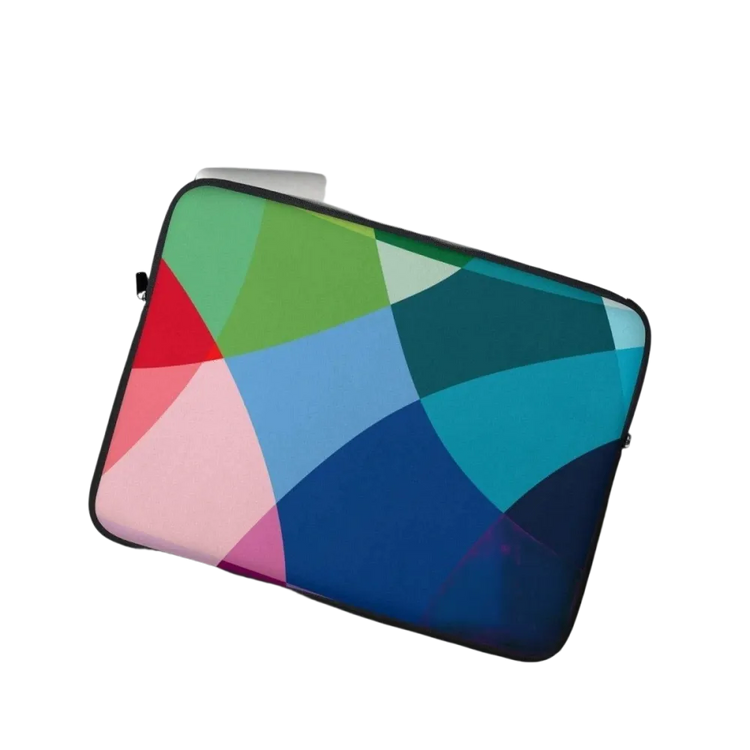 Laptoptasche aus Neopren mit Kunstfell-Futter für MacBook, 13-15 Zoll, in Schwarz mit Druckmuster, von BUYATHOME24