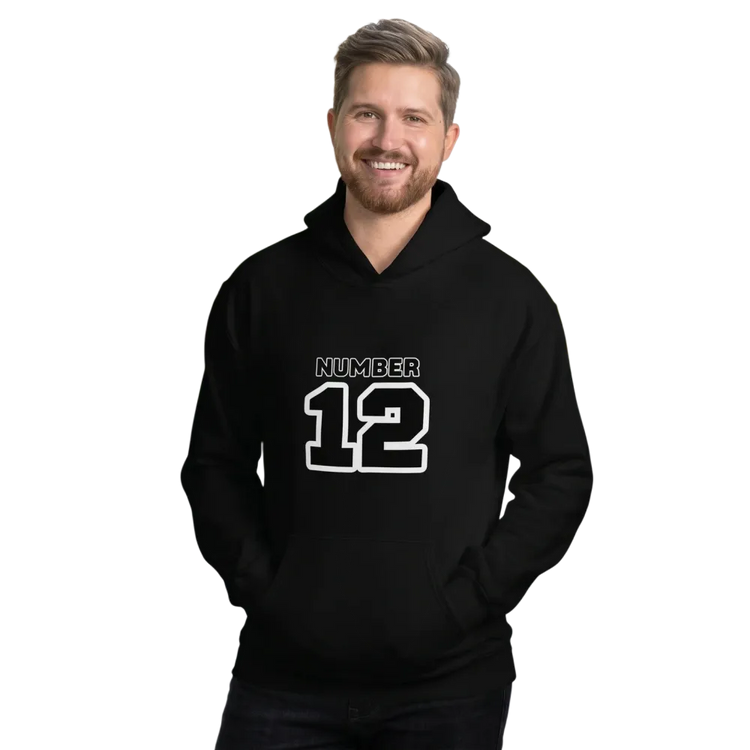 Grafik Unisex Hoodie von BUYATHOME24, Kapuzenpullover mit Nummer 12, für Herren und Damen, in S-5XL.