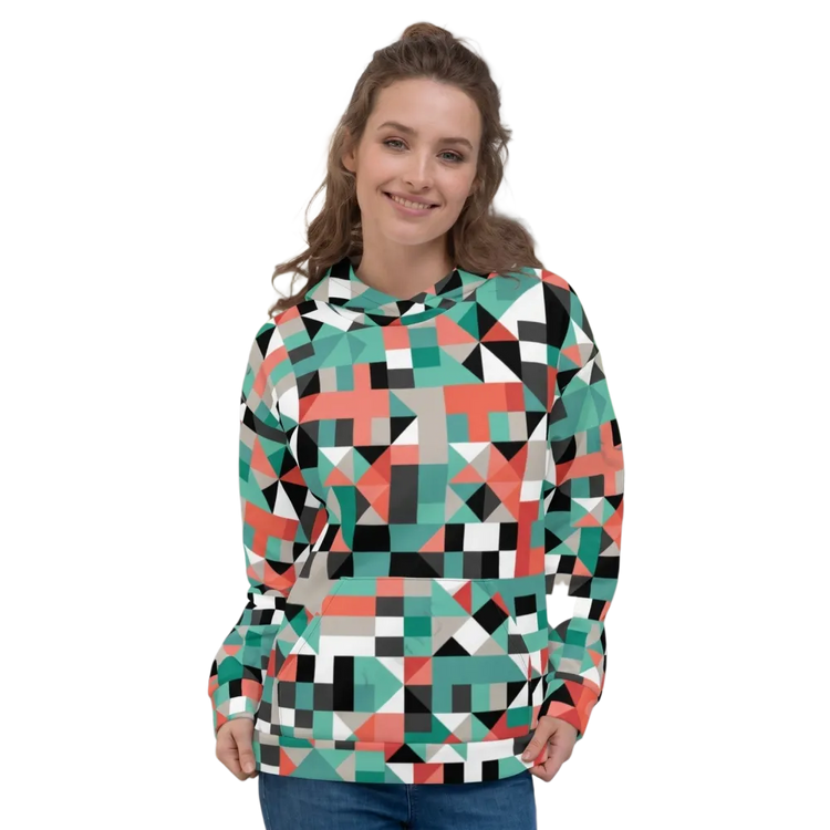 Doppellagiger Damen- und Unisex-Hoodie mit Allover-Print aus Polyester, in XS bis 3XL, bequem und modisch.