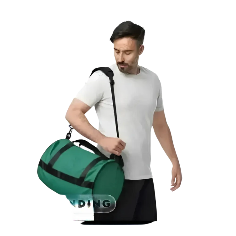 Runde Dufflebag aus Polyester von BUYATHOME24, ideal für Training und Reisen, mit robustem Design und praktischen Tragegriffen.
