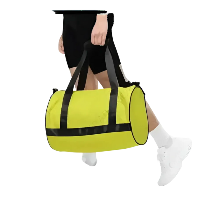 Runde Polyester-Dufflebag und Sporttasche von BUYATHOME24, vielseitige Trainings- und Reisetasche für Sport und Fitness.