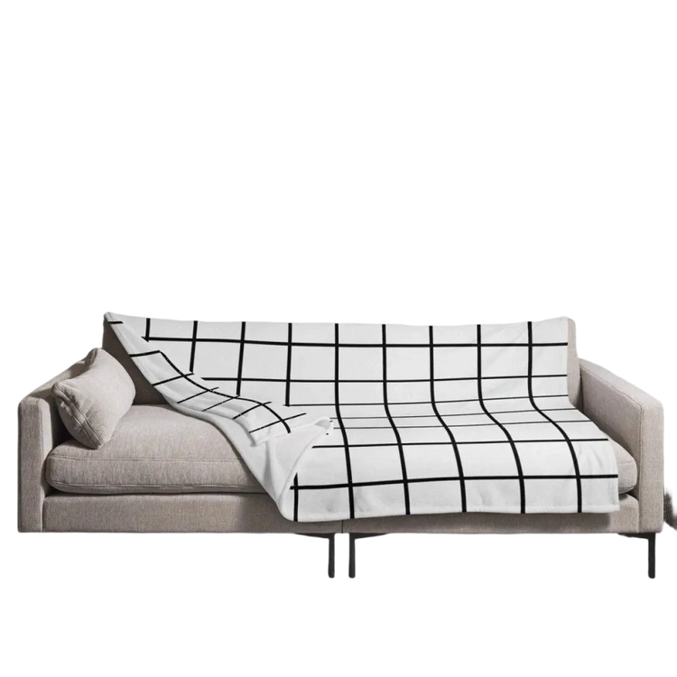 Hypoallergene Sofadecke 125x150 cm aus Polyester von BUYATHOME24, weiche Kuscheldecke für gemütliche Abende, Textildruck.