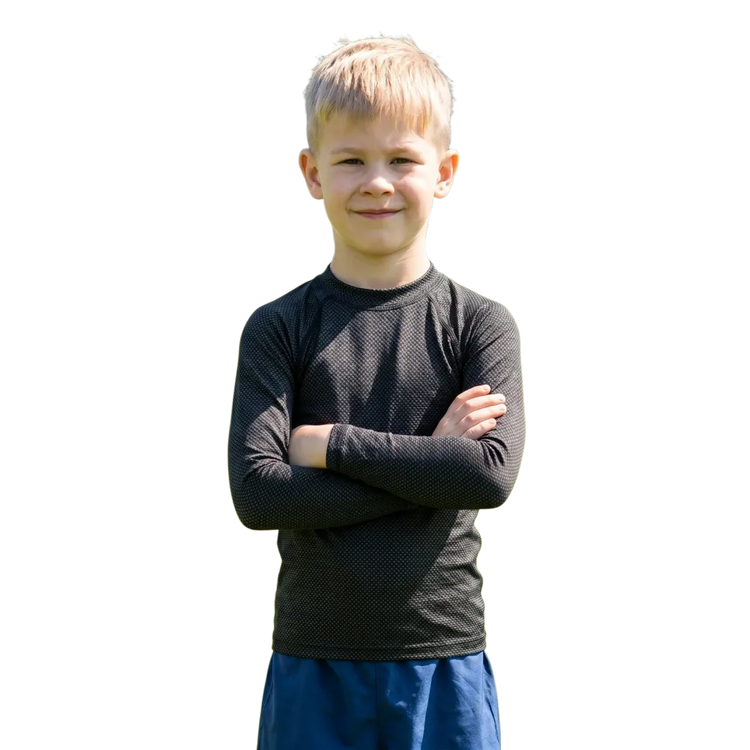 Kinder Sportshirt Langarmshirt von BUYATHOME24, Polyester Stretch mit UV-Schutz, für Kinder 92 bis 128 cm, sportliche Kleidung