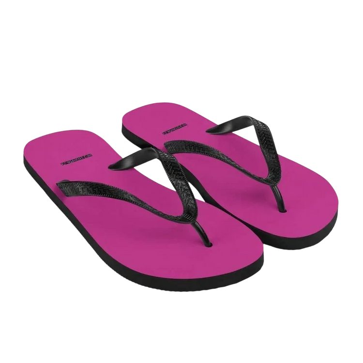 Schwarze Damen- und Herrensandalen Flip-Flops mit Gummisohle, Größe 37-45, von BUYATHOME24, auf weißem Hintergrund.