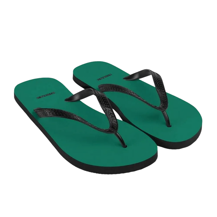 Unisex Flip-Flops in Größe 37-45 von BUYATHOME24, bequeme Strand Sandalen mit Textildruck, ideale Schuhe für den Sommer.