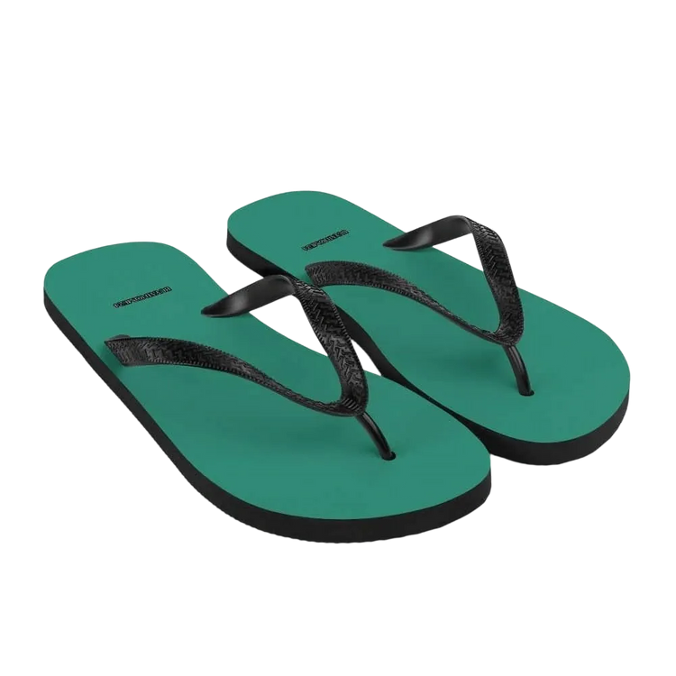Unisex Flip-Flops mit Gummisohle in Größe 37-45, bequeme Sandalen von BUYATHOME24, mit Textildruck auf den Riemen
