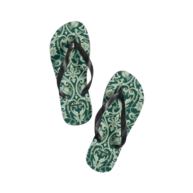 Unisex Flip-Flops von BUYATHOME24 mit Gummisohle, bequeme Strand-Sandalen in Größe 37-45, textile Druck, entspannter Sommerlook.