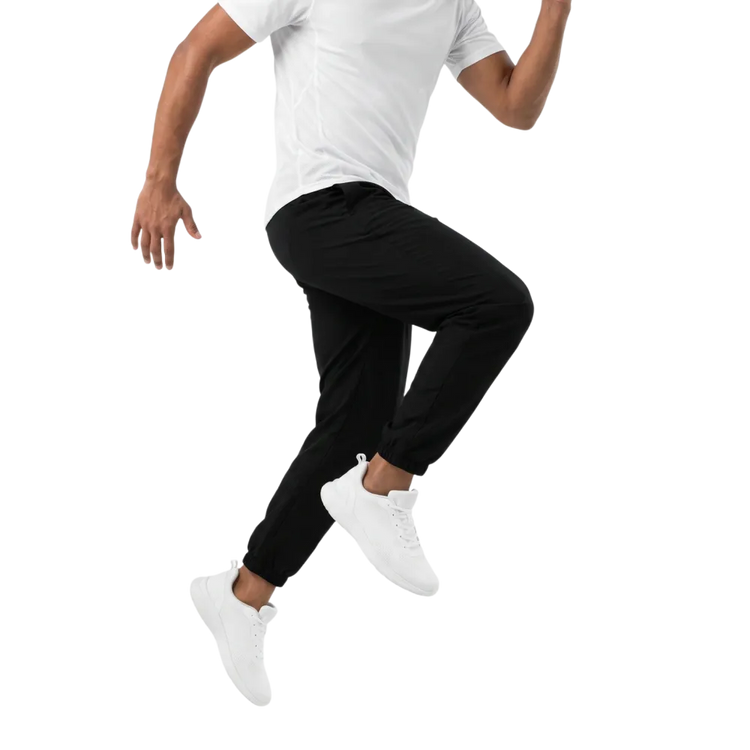 Schwarze unisex Trainingshose von BUYATHOME24, wasserabweisend und atmungsaktiv, in XS bis 3XL, bequemes Sportswear für Damen und Herren