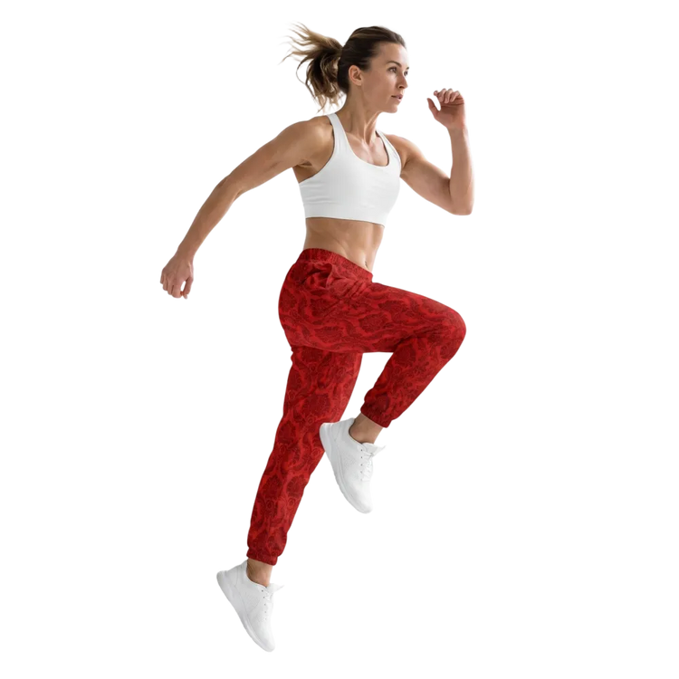 Atmungsaktive, bedruckbare Unisex Trainingshose in Rot, sportlich, bequem, für XS bis 3XL, von BUYATHOME24