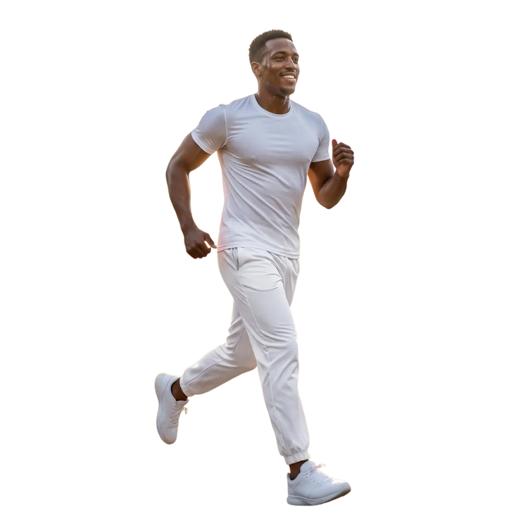 Weiße Unisex Trainingshose von BUYATHOME24, wasserabweisend und atmungsaktiv, in den Größen XS bis 3XL.