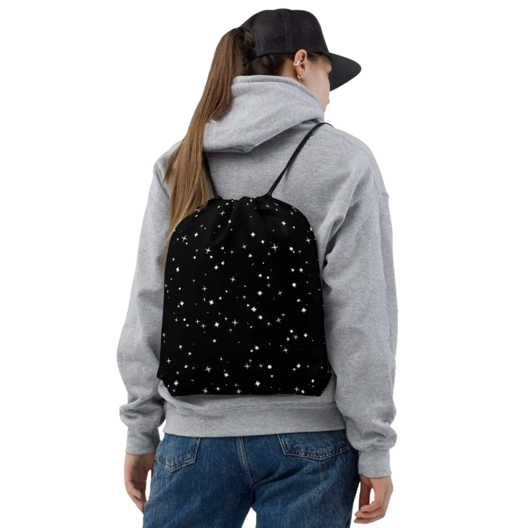 Unisex Turnbeutel aus Polyester, 38x43 cm, mit Textildruck, schwarzer Sportbeutel von BUYATHOME24