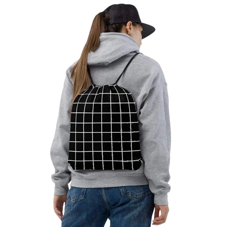 Grauer Polyester-Schwimmbeutel von BUYATHOME24, 38x43 cm, schnelltrocknender Turnbeutel mit Textildruck.