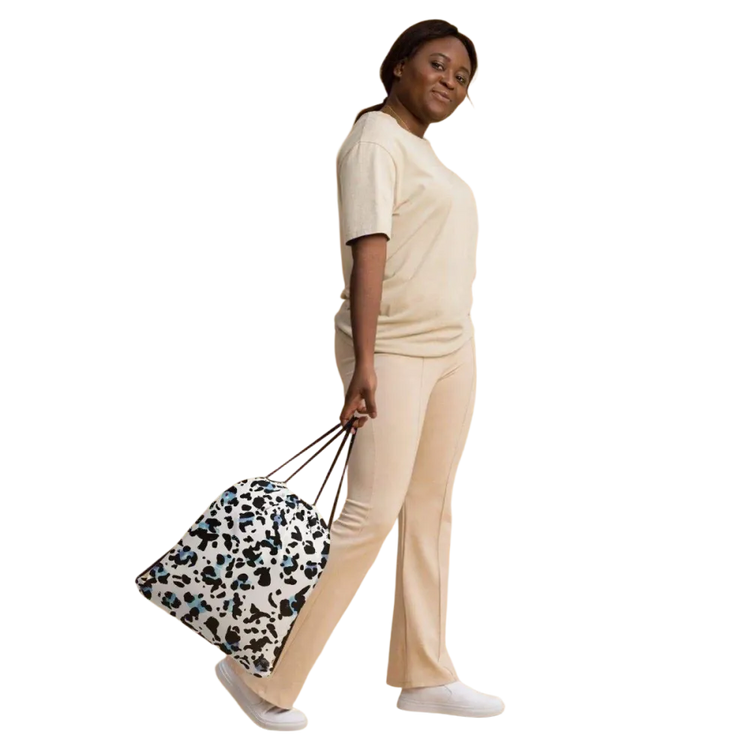 Leopard Print Turnbeutel aus Polyester, 38 x 43 cm, mit Kordelzug, stylischer Sportsack für unterwegs