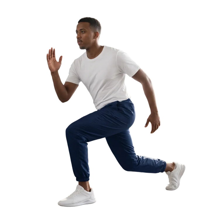 Dunkelblaue, wasserabweisende Unisex-Trainingshose aus Polyester in XS bis 3XL, bequem und sportlich.