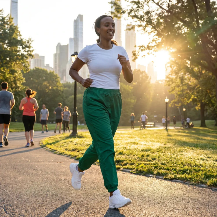 Grüne, wasserabweisende Unisex Trainingshose von BUYATHOME24 in XS bis 3XL, sportlich und bequem, für Fitness und Freizeit.